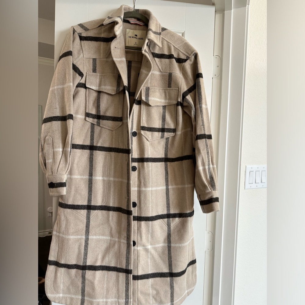 The Normal Brand Toni Duster Jacket size small in cream plaid